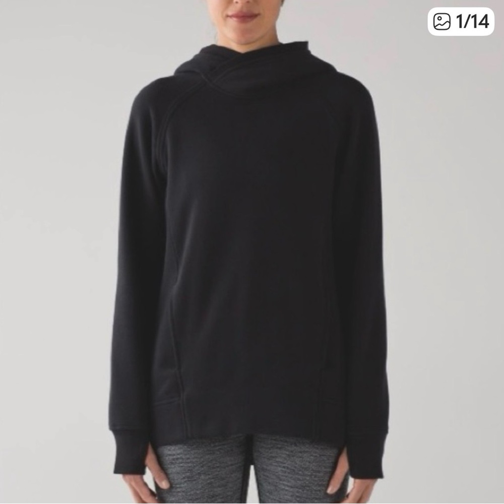 🎉Lululemon Fleece Please Black Pullover Hoodie Sweatshirt! Size 8